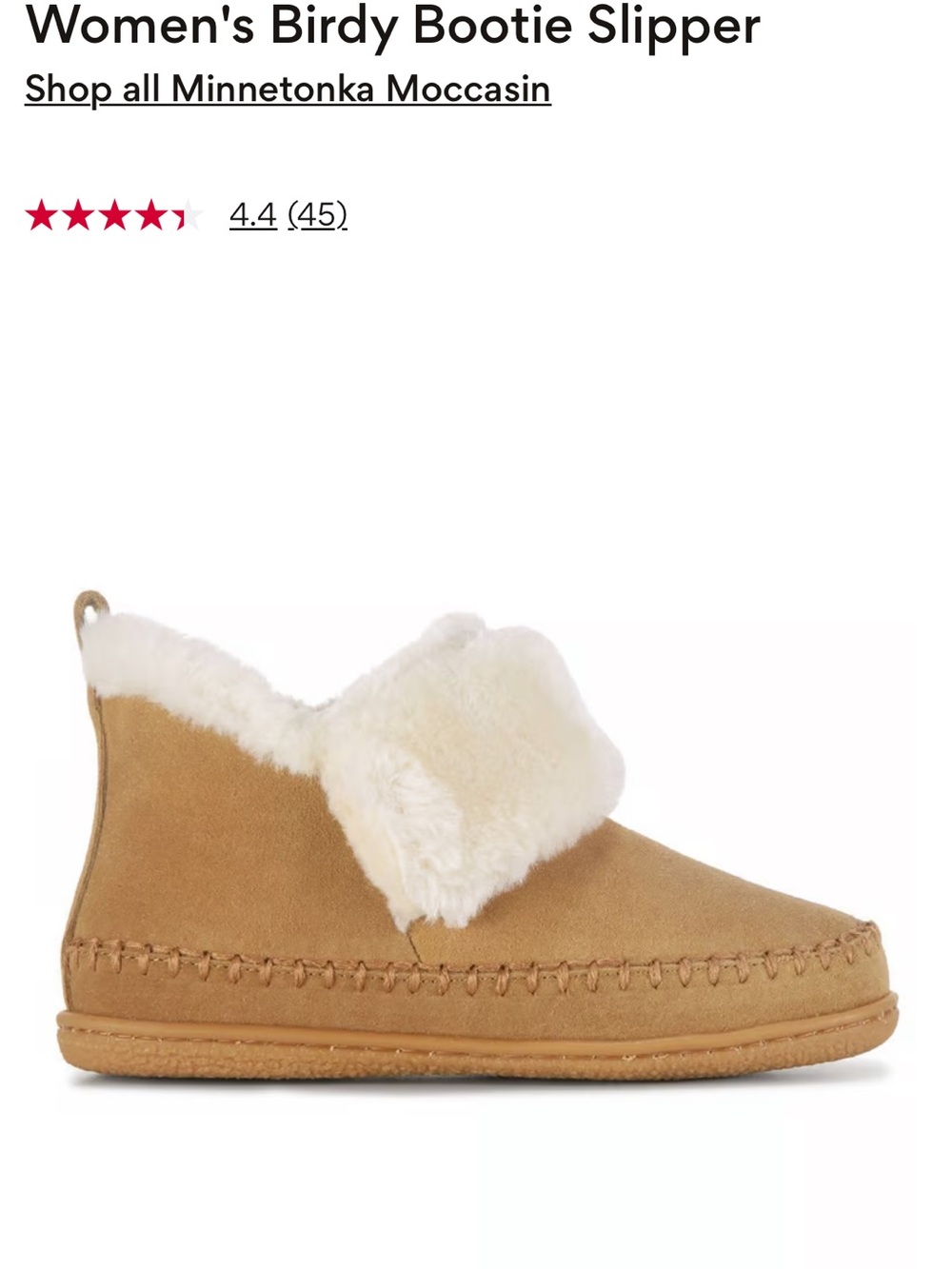 Minnetonka Women's Birdy Bootie Slipper - Cream Shearling, Tan Suede New - Picture 2 of 7